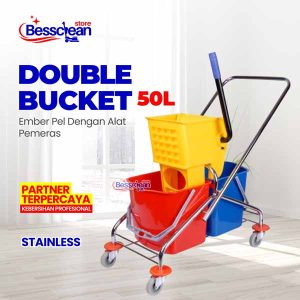 Double Bucket 50L Dengan Rangka Plastik Dan Stainless