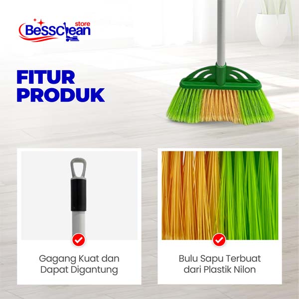 Sapu Nylon Tangkai Nagata / Sapu Plastik Lantai rumah Nagata 0717 / Broom Nylon - Image 2